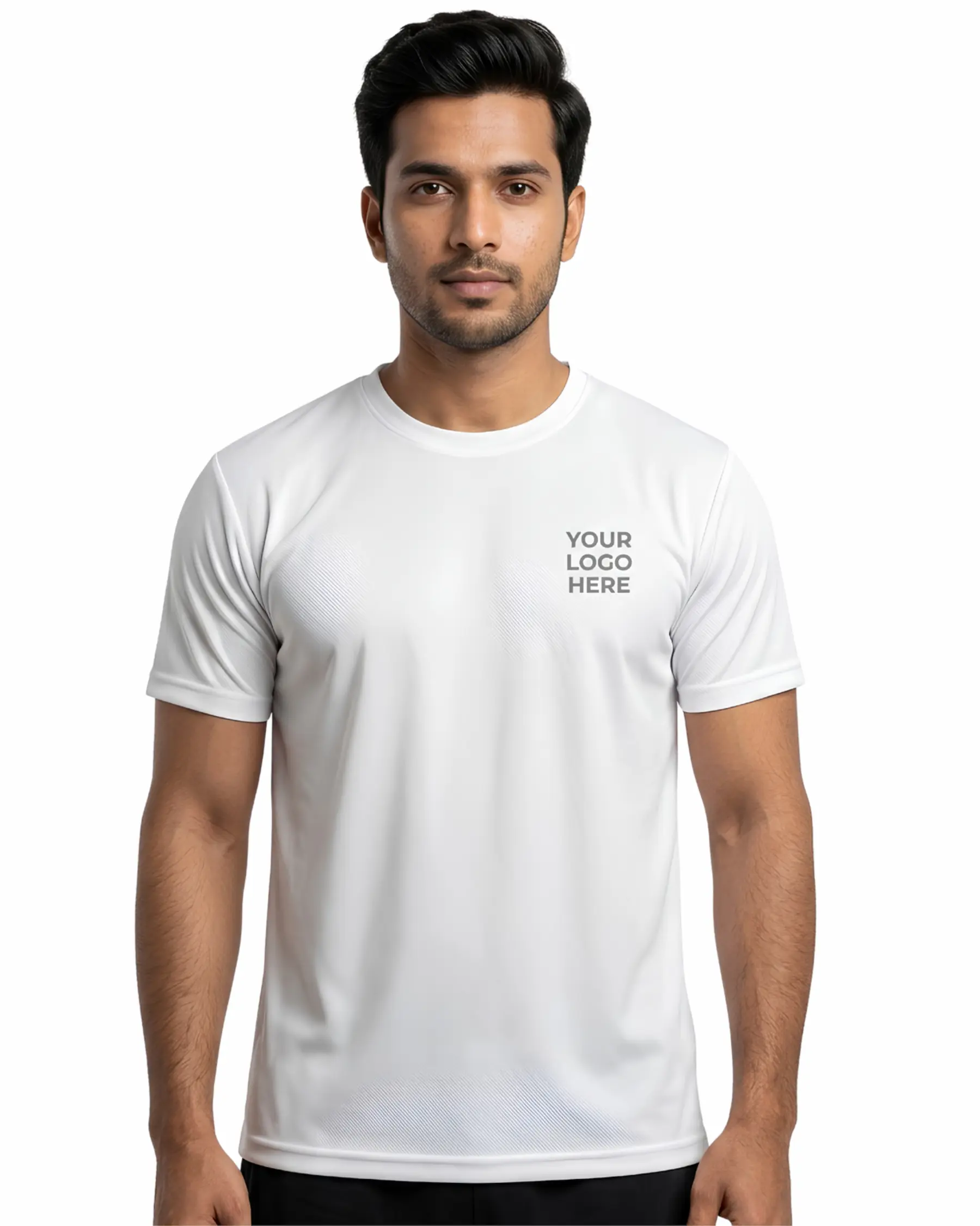 Custom Round Neck Polyester T-Shirts for Men with Logo Printing, Bulk Orders & Corporate Branding - Detail view