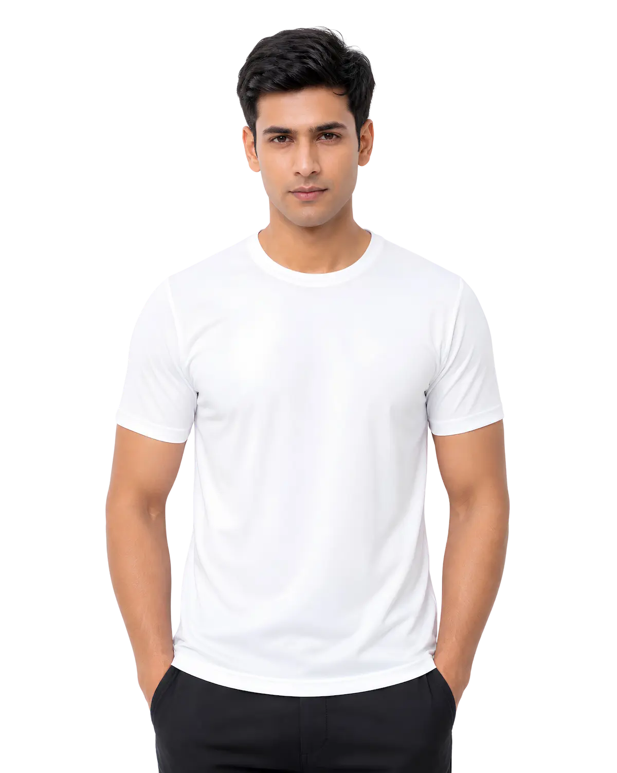 Plain white polyester t shirt for men