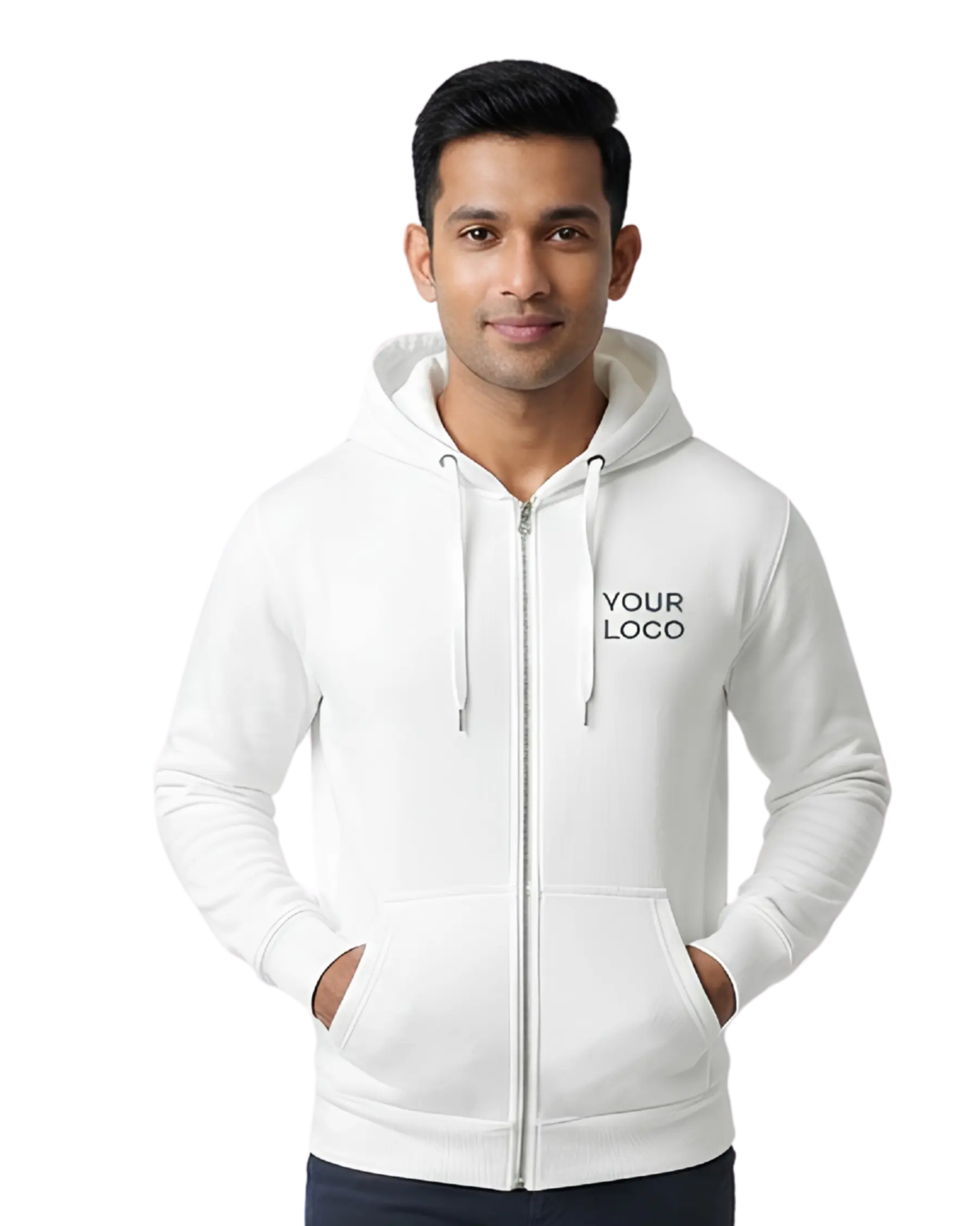 white zipper hoodie for men