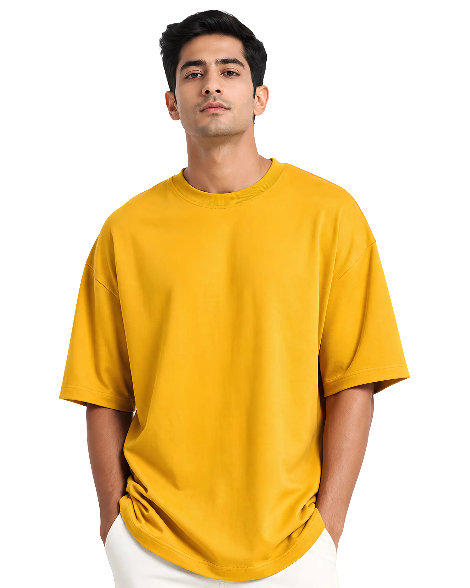 Yellow colour oversized t shirt for men for promotional apparel