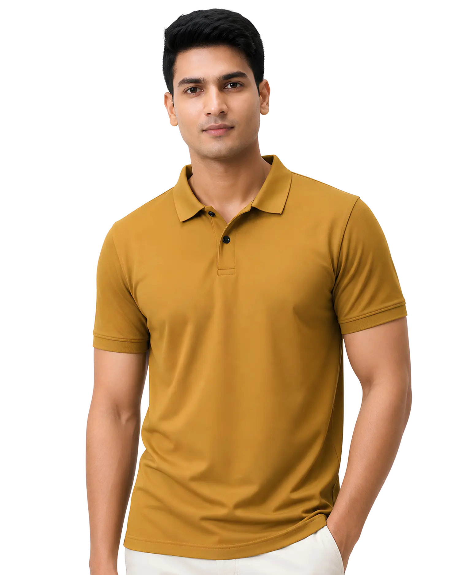 Yellow cotton polo t shirt for men for business branding